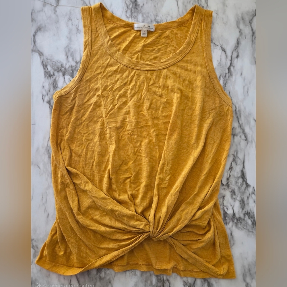 Nine Britton Mustard Front Tie Tank Top